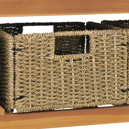 Vanità da Bagno e 3 Cestini Legno Massello di Teak 132x45x75 cm | homemem39