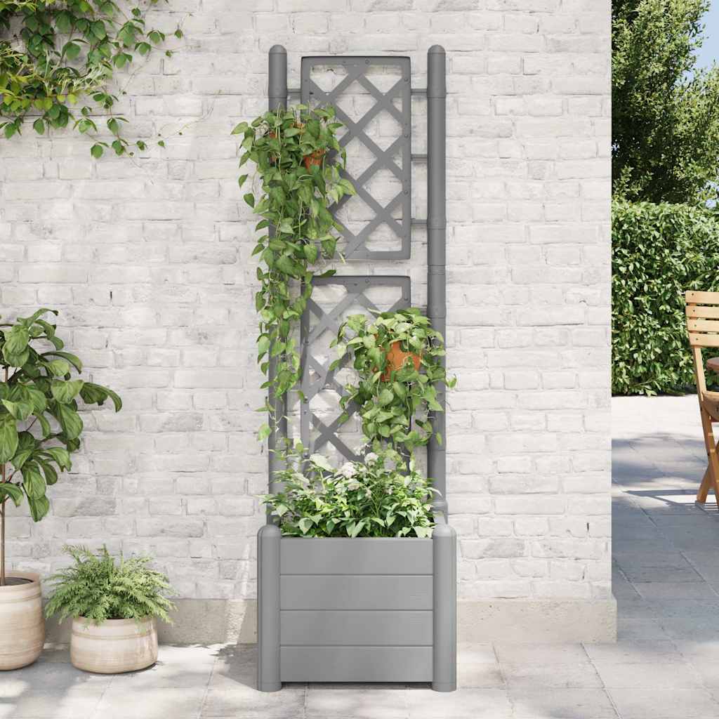 Fioriera da Giardino con Graticcio 43x43x142cm PP Grigio Pietra - homemem39