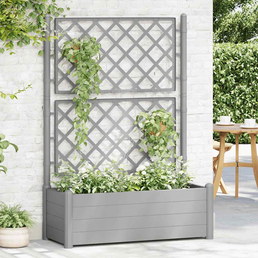 Fioriera da Giardino e Graticcio 100x43x142 cm PP Grigio Pietra | homemem39
