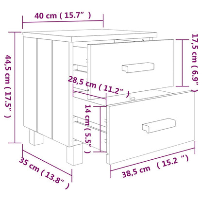 Comodino HAMAR Grigio Chiaro 40x35x44,5 cm in Legno di Pino