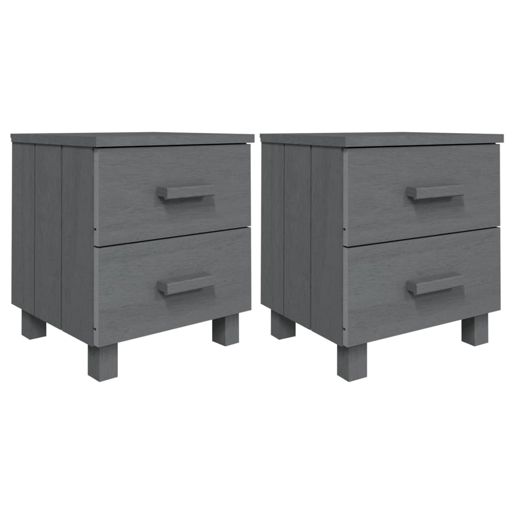 Comodini HAMAR 2 pz Grigio Scuro 40x35x44,5 cm in Legno di Pino - homemem39