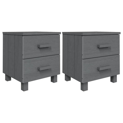 Comodini HAMAR 2 pz Grigio Scuro 40x35x44,5 cm in Legno di Pino - homemem39