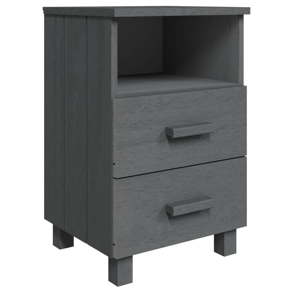 Comodino HAMAR Grigio Scuro 40x35x62 cm Legno Massello di Pino | homemem39