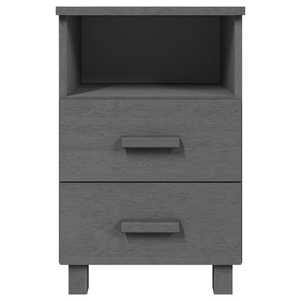 Comodino HAMAR Grigio Scuro 40x35x62 cm Legno Massello di Pino | homemem39