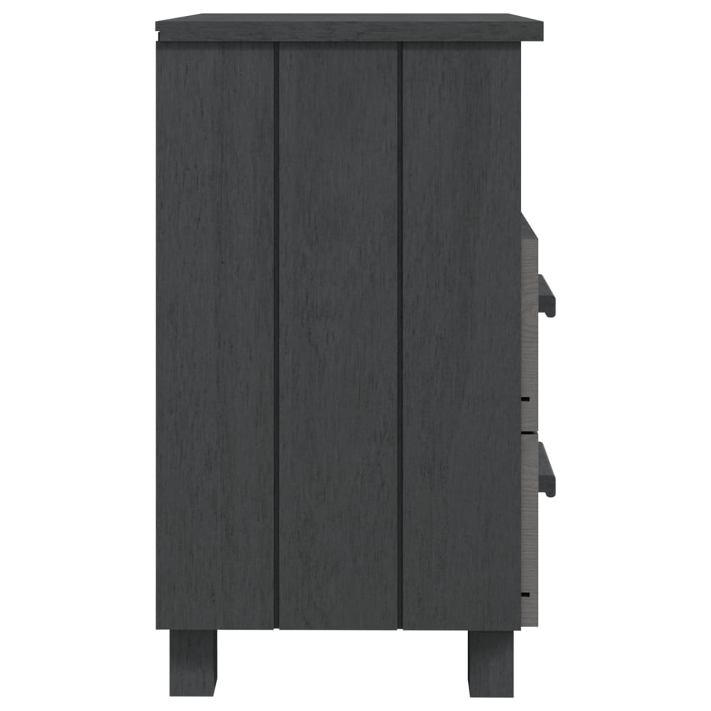 Comodino HAMAR Grigio Scuro 40x35x62 cm Legno Massello di Pino