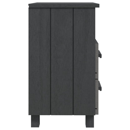 Comodino HAMAR Grigio Scuro 40x35x62 cm Legno Massello di Pino