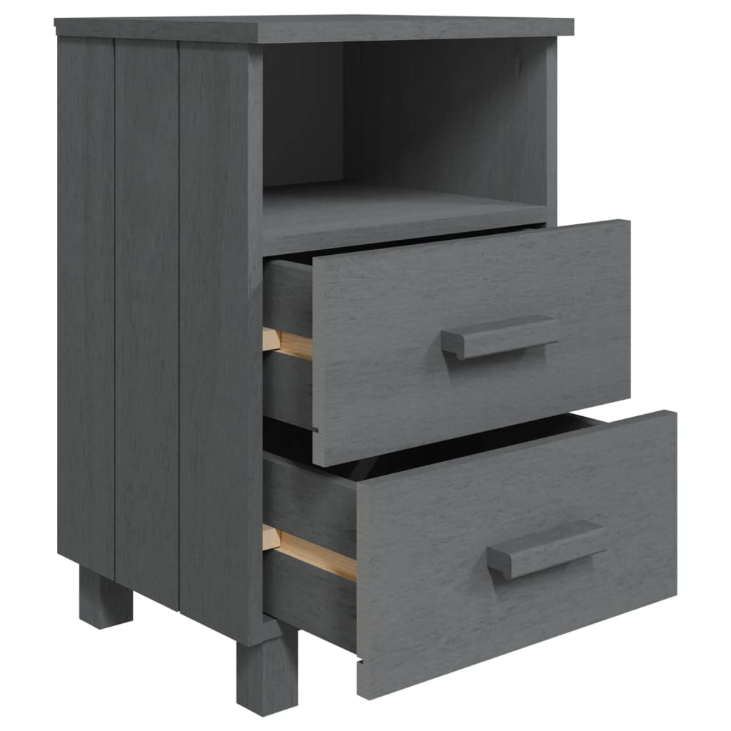 Comodino HAMAR Grigio Scuro 40x35x62 cm Legno Massello di Pino | homemem39