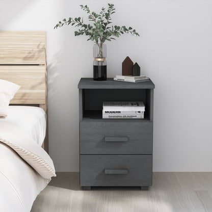 Comodino HAMAR Grigio Scuro 40x35x62 cm Legno Massello di Pino | homemem39