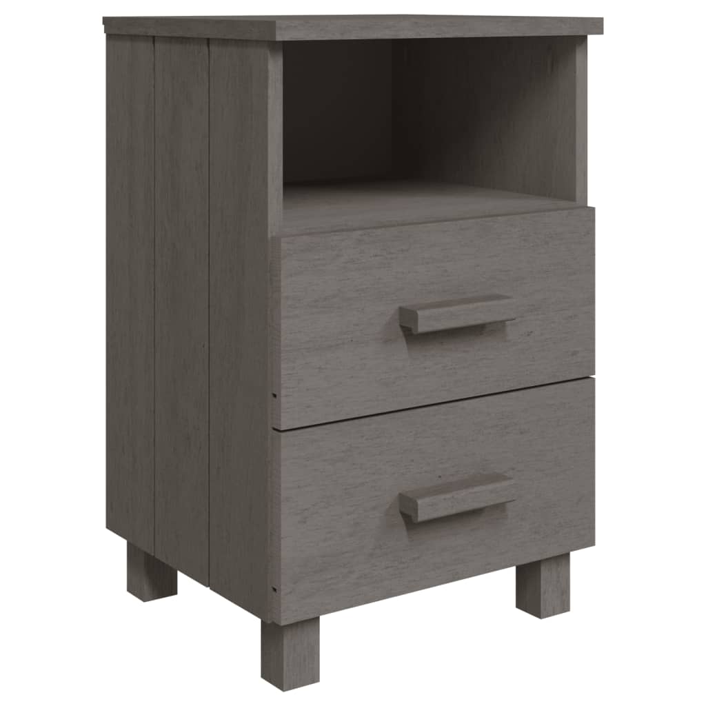 Comodino HAMAR Grigio Chiaro 40x35x62 cm Legno Massello di Pino - homemem39