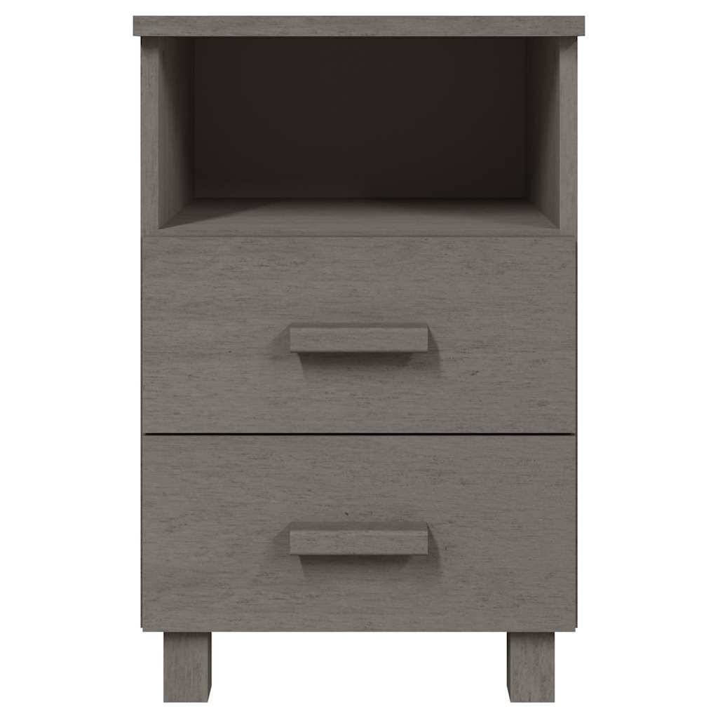 Comodino HAMAR Grigio Chiaro 40x35x62 cm Legno Massello di Pino