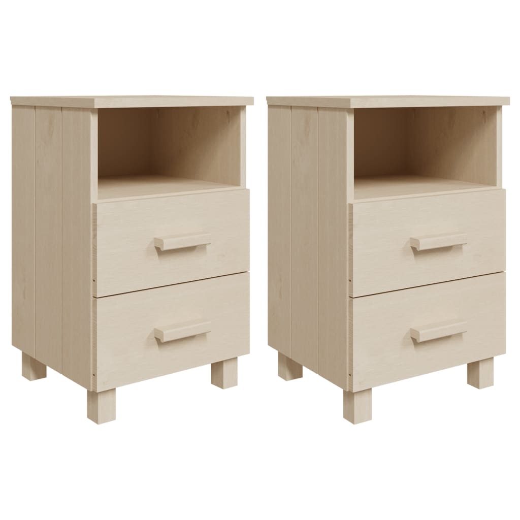 Comodini HAMAR 2 pz ambra 40x35x62 cm Legno Massello di Pino