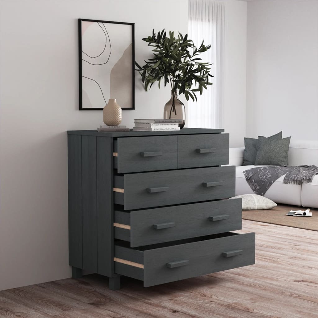 Credenza HAMAR Grigio Scuro 79x40x80 cm Legno Massello di Pino - homemem39