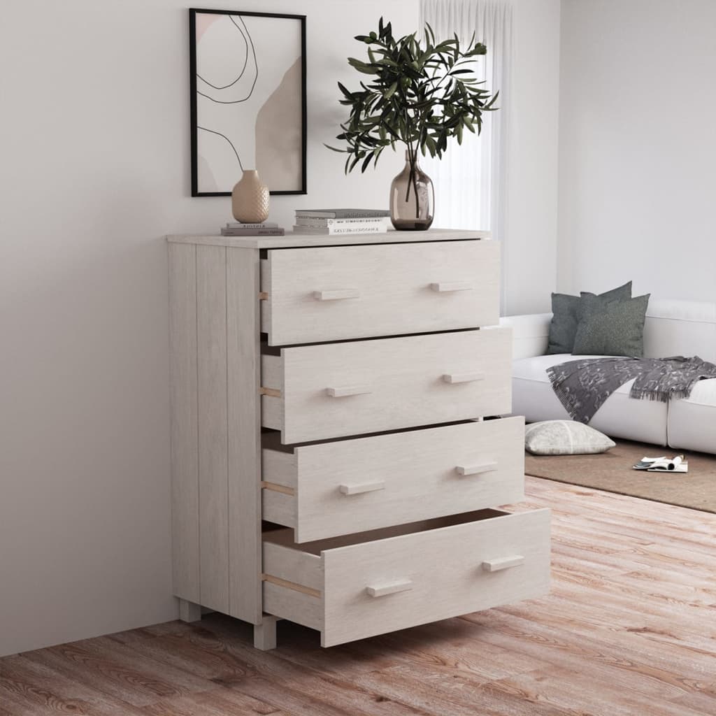 Credenza HAMAR Bianca 79x40x103,5 cm in Legno Massello di Pino