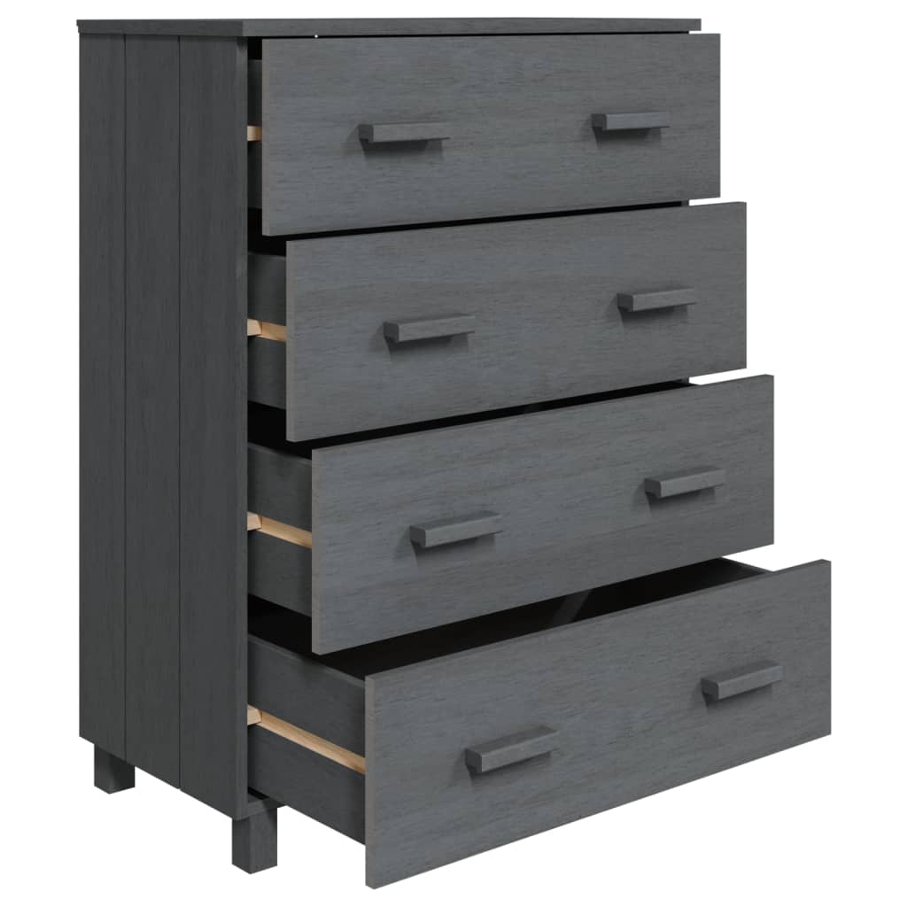 Credenza HAMAR Grigio Scuro 79x40x103,5 cm Legno Massello Pino
