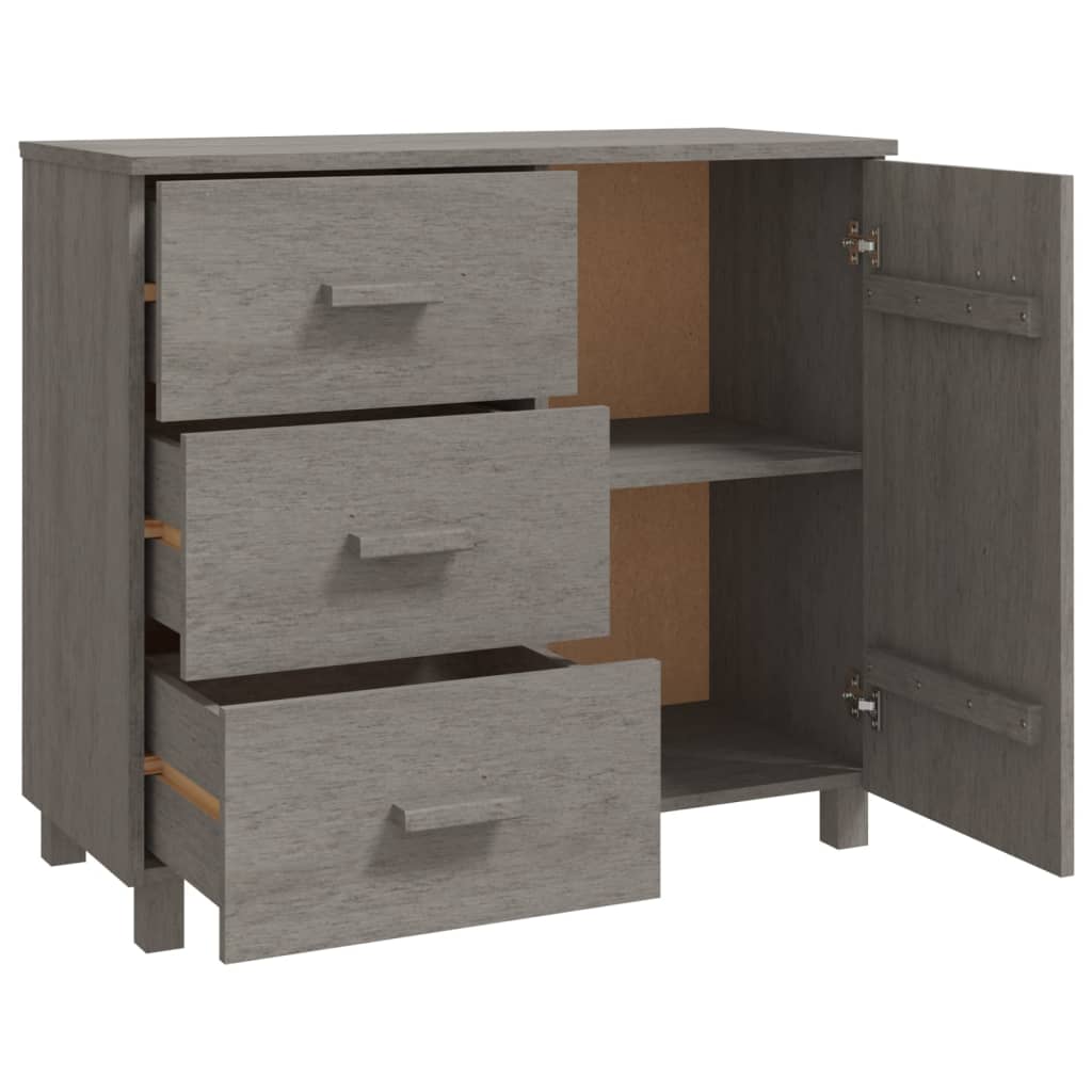 Credenza HAMAR Grigio Chiaro 90x40x80 cm Legno Massello di Pino - homemem39