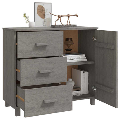 Credenza HAMAR Grigio Chiaro 90x40x80 cm Legno Massello di Pino