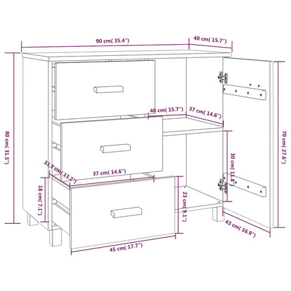 Credenza HAMAR Grigio Chiaro 90x40x80 cm Legno Massello di Pino