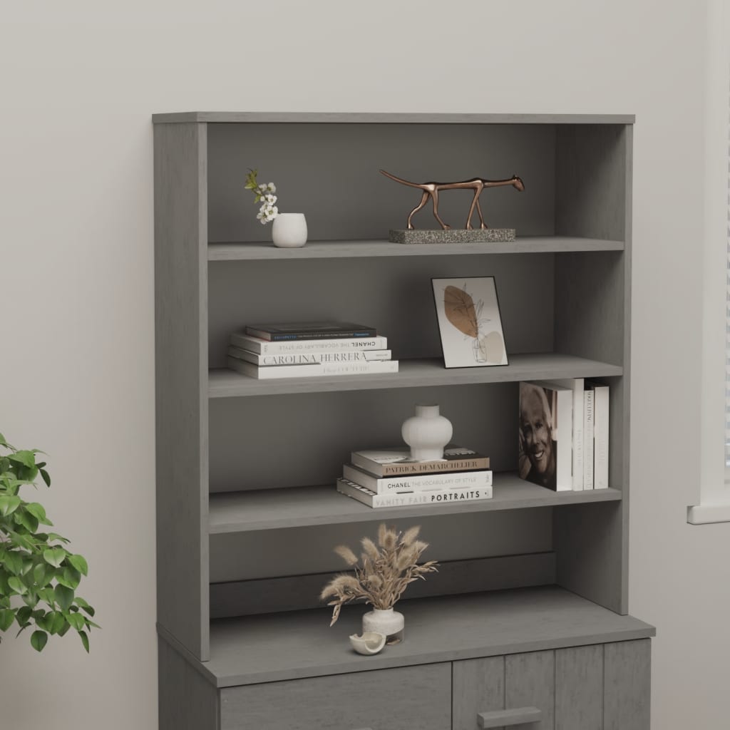 Ripiano per Credenza Grigio Chiaro 90x30x100 cm Legno di Pino - homemem39