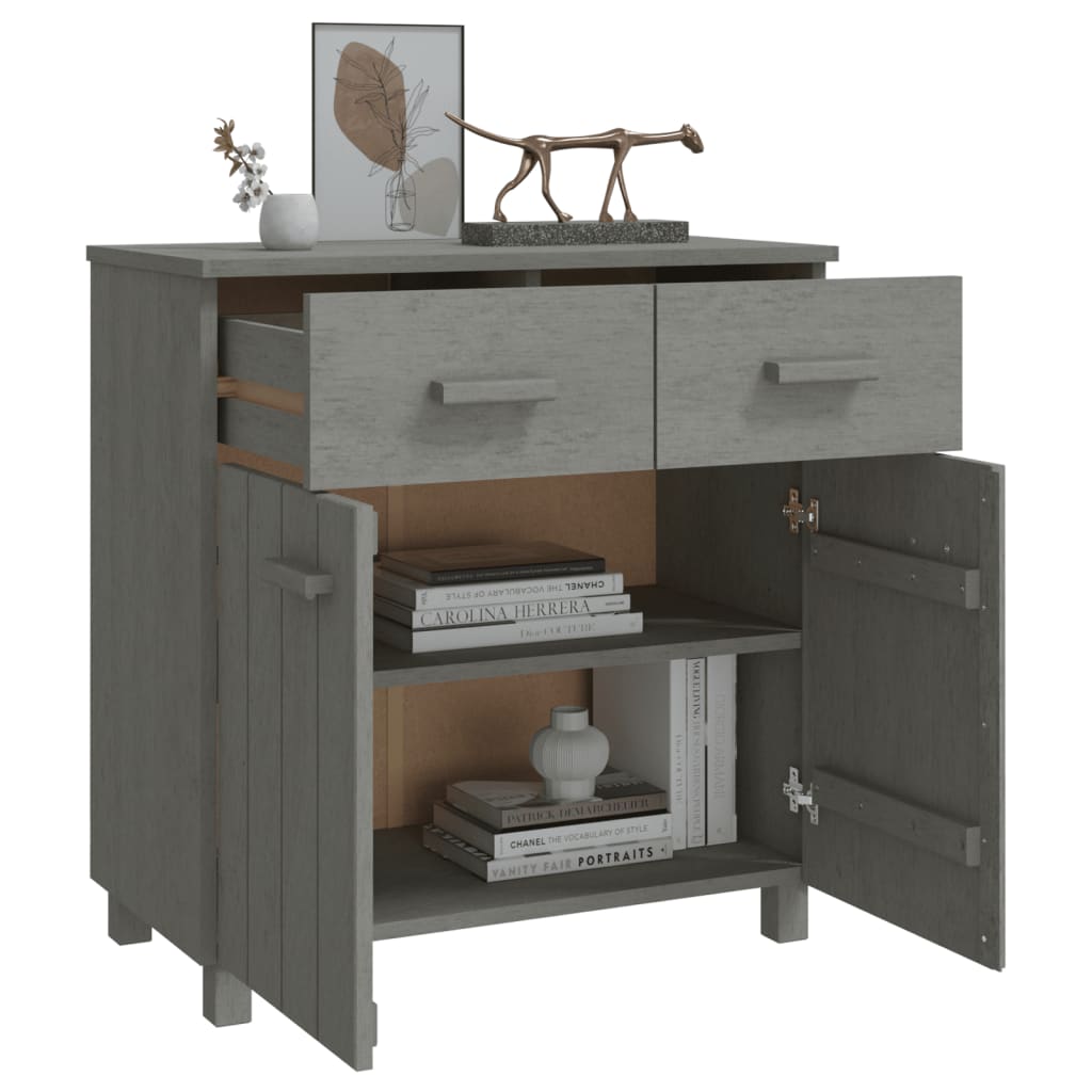 Credenza HAMAR Grigio Chiaro 79x40x80 cm Legno Massello di Pino - homemem39