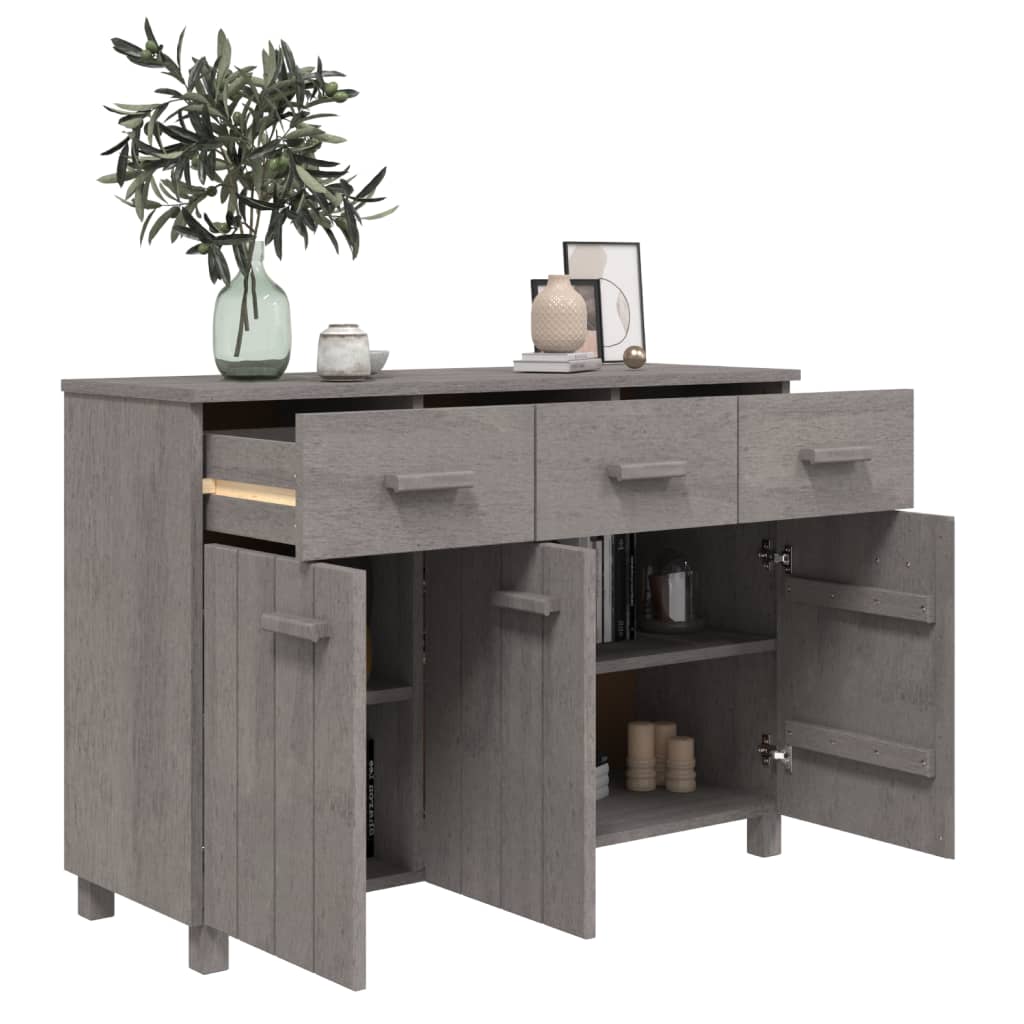 Credenza HAMAR Grigio Chiaro 113x40x80cm Legno Massello di Pino | homemem39