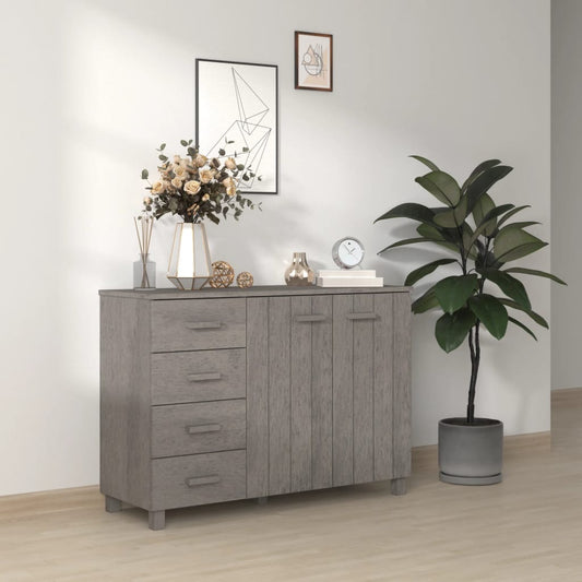 Credenza HAMAR Grigio Chiaro 113x40x80cm Legno Massello di Pino - homemem39