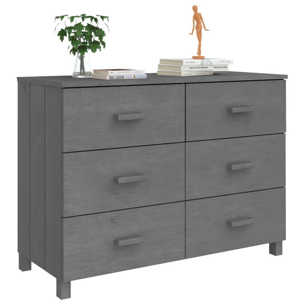 Credenza HAMAR Grigio Scuro 113x40x80 cm Legno Massello di Pino - homemem39