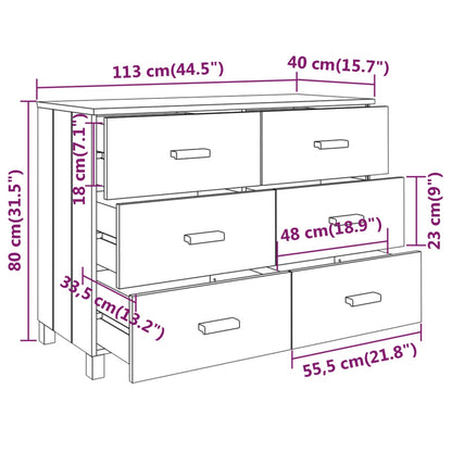 Credenza HAMAR Grigio Scuro 113x40x80 cm Legno Massello di Pino - homemem39