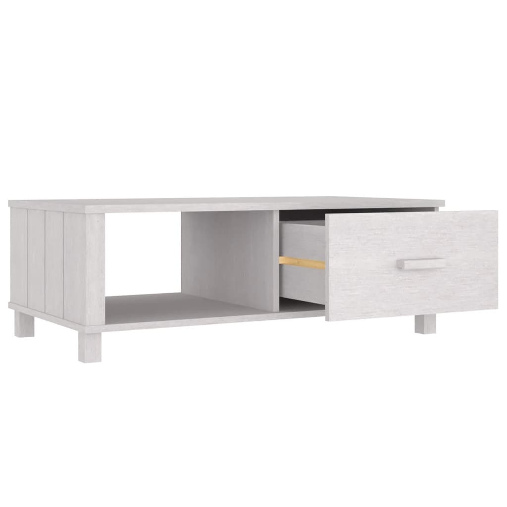 Tavolino da Salotto Bianco 100x55x35 cm Legno Massello di Pino - homemem39