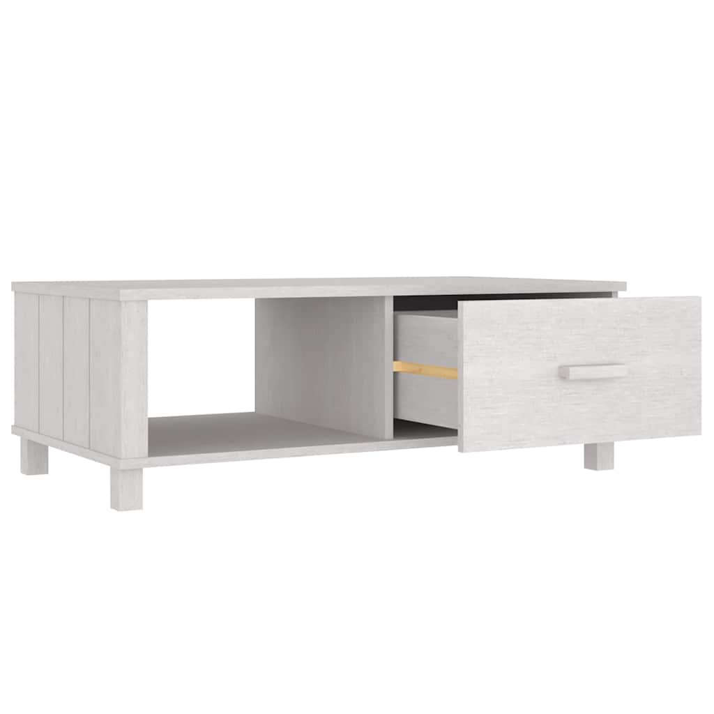 Tavolino HAMAR Bianco 100x55x35 cm in Legno Massello di Pino