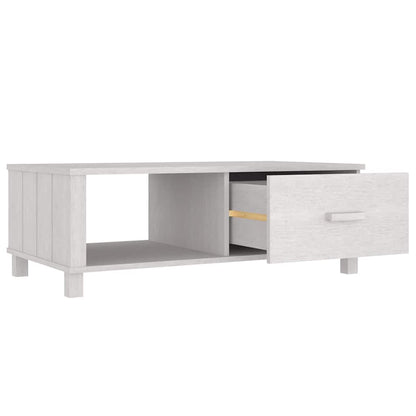Tavolino HAMAR Bianco 100x55x35 cm in Legno Massello di Pino