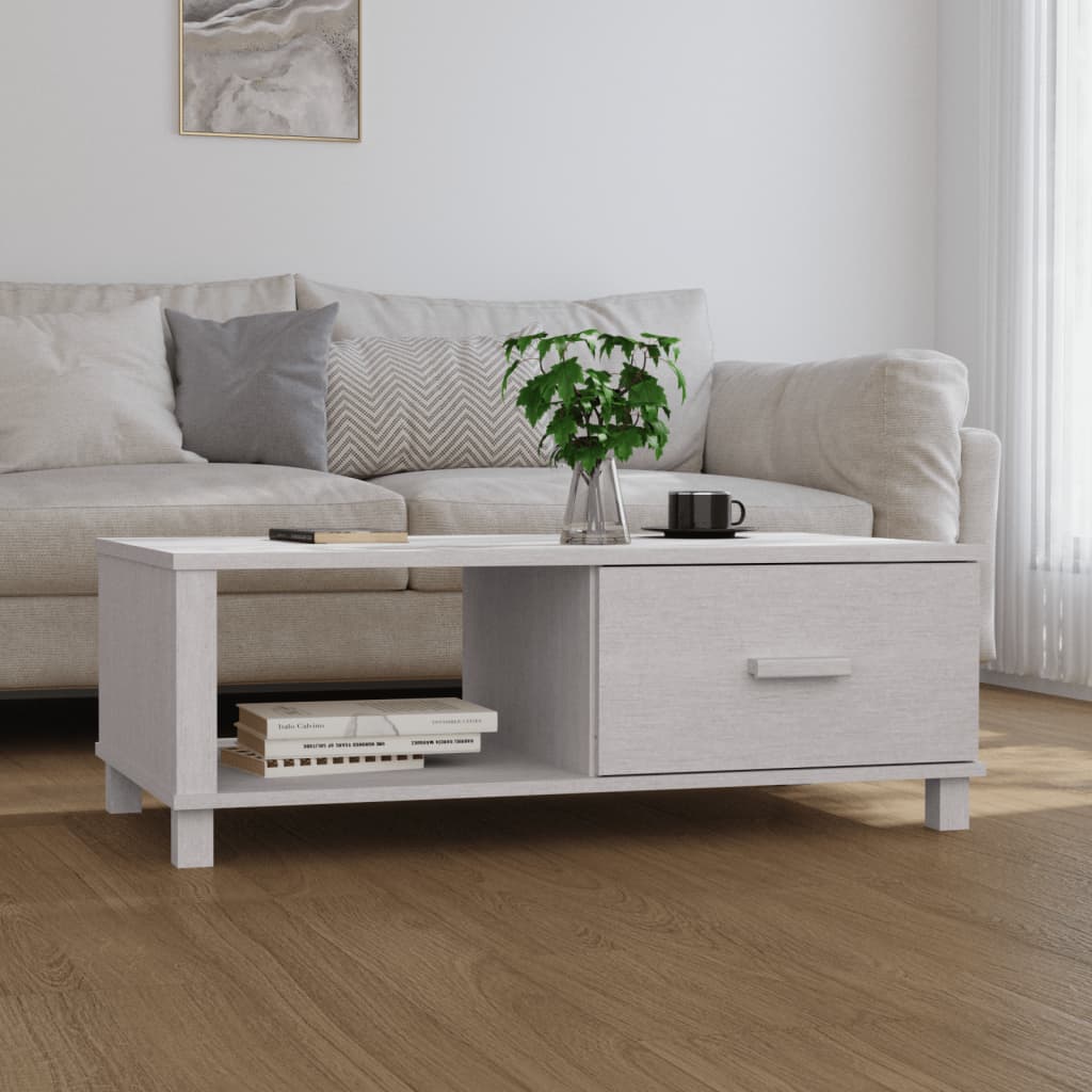 Tavolino da Salotto Bianco 100x55x35 cm Legno Massello di Pino - homemem39