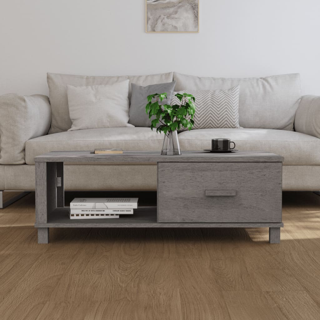 Tavolino Grigio Chiaro 100x55x35 cm in Legno Massello di Pino - homemem39