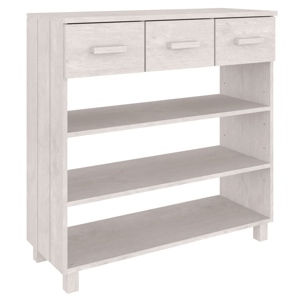 Tavolo Consolle Bianco 90x35x90 cm Legno Massello di Pino - homemem39