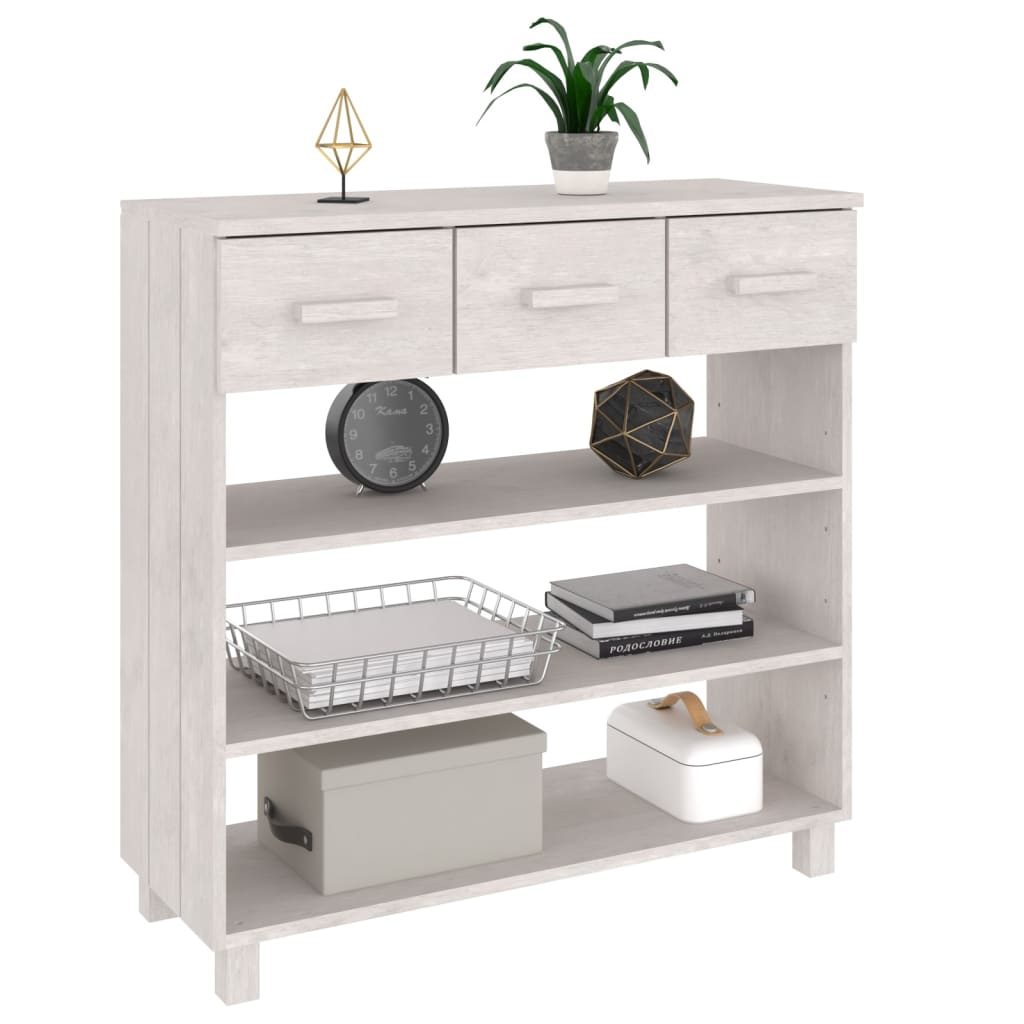 Tavolo Consolle Bianco 90x35x90 cm Legno Massello di Pino - homemem39