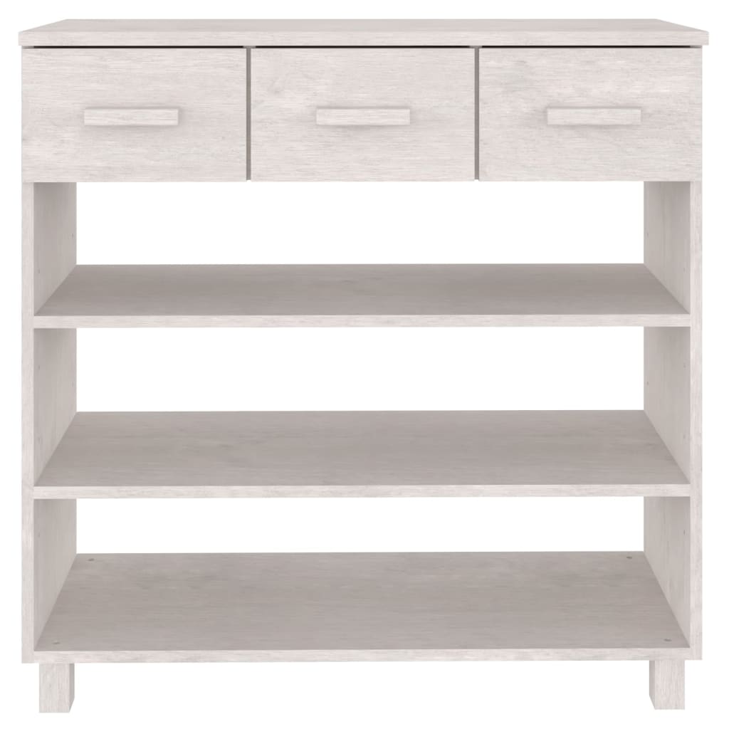 Tavolo Consolle Bianco 90x35x90 cm Legno Massello di Pino - homemem39