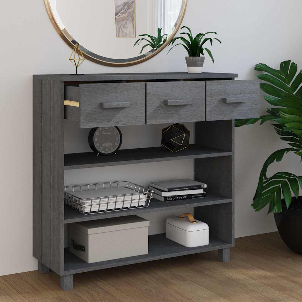 Consolle HAMAR Grigio Scuro 90x35x90 cm Legno Massello di Pino