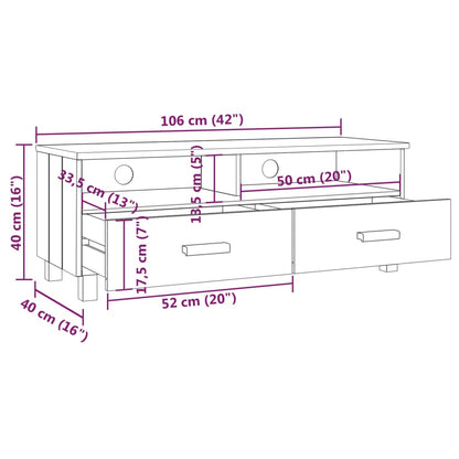 Mobile TV HAMAR Bianco 106x40x40 cm in Legno Massello di Pino - homemem39