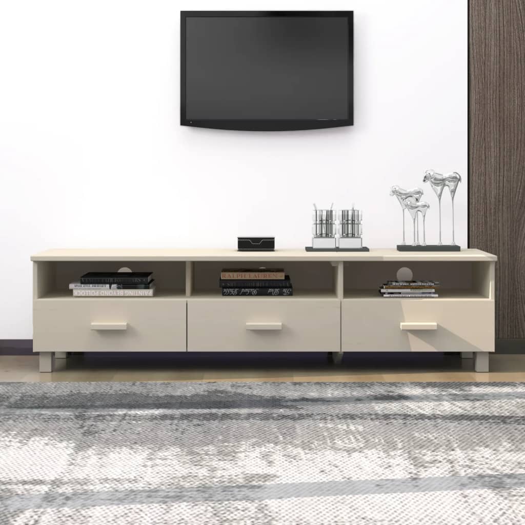 Mobile TV HAMAR Miele 158x40x40 cm in Legno Massello di Pino - homemem39