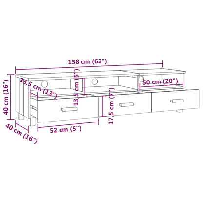 Mobile TV HAMAR Bianco 158x40x40 cm in Legno Massello di Pino - homemem39