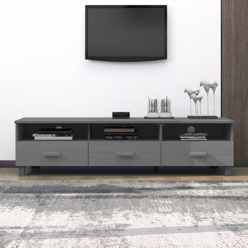 Mobile TV HAMAR Grigio Scuro 158x40x40 cm in Legno di Pino - homemem39