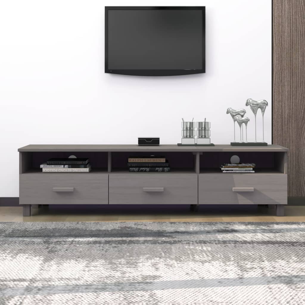 Mobile TV HAMAR Grigio Chiaro 158x40x40 cm in Legno di Pino - homemem39