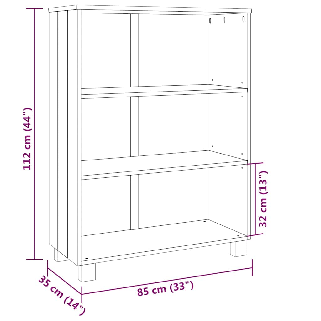Libreria HAMAR Grigio Chiaro 85x35x112cm Legno Massello di Pino
