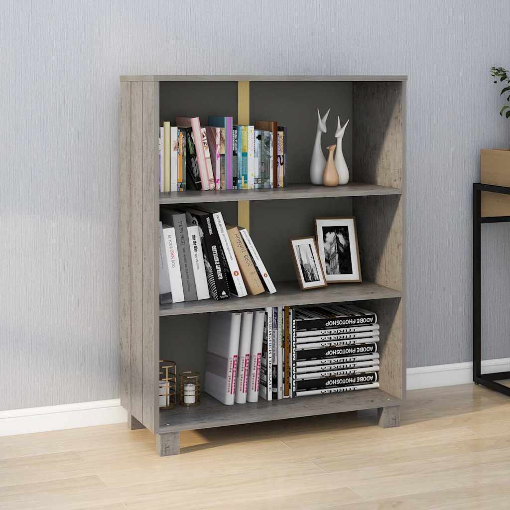 Libreria HAMAR Grigio Chiaro 85x35x112cm Legno Massello di Pino