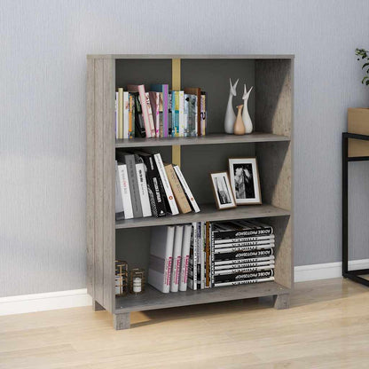Libreria HAMAR Grigio Chiaro 85x35x112cm Legno Massello di Pino