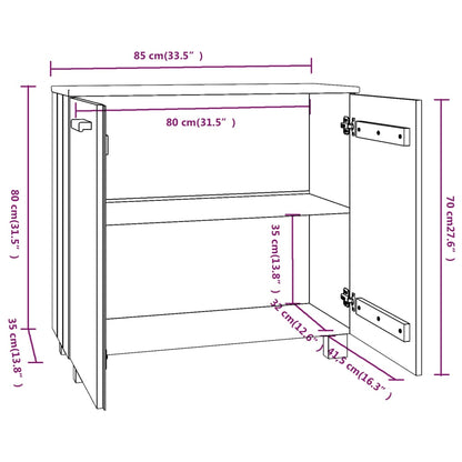 Credenza HAMAR Grigio Scuro 85x35x80 cm Legno Massello di Pino - homemem39