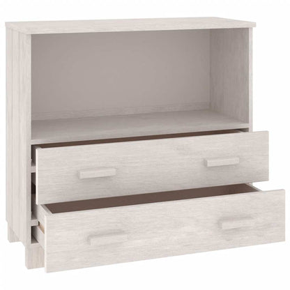 Credenza HAMAR Bianca 85x35x80 cm in Legno Massello di Pino