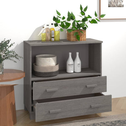 Credenza HAMAR Grigio Chiaro 85x35x80 cm Legno Massello di Pino - homemem39