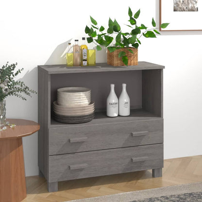 Credenza HAMAR Grigio Chiaro 85x35x80 cm Legno Massello di Pino - homemem39