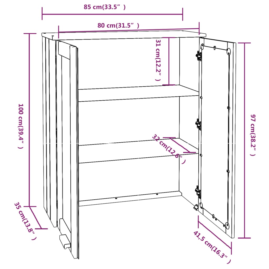 Piano Credenza HAMAR Miele 85x35x100 cm Legno Massello di Pino - homemem39