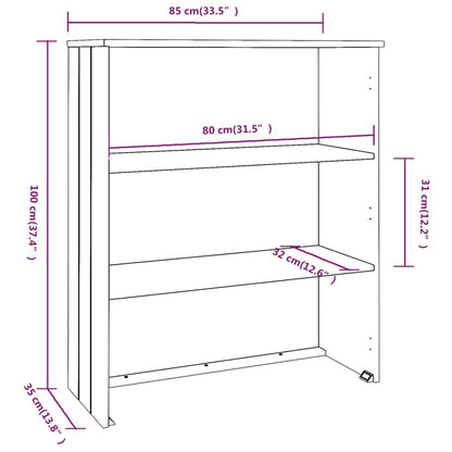 Piano Credenza HAMAR Miele 85x35x100 cm Legno Massello di Pino - homemem39